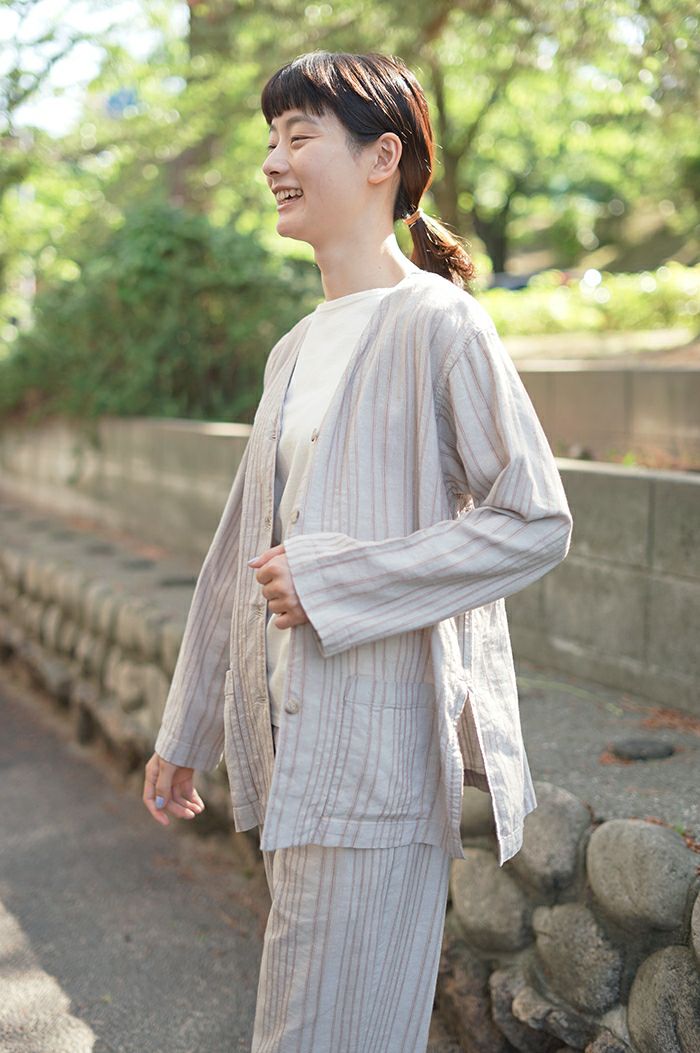 cardo fabrica カルド ファブリカ R/C/Lドビーストライプ Vネック  