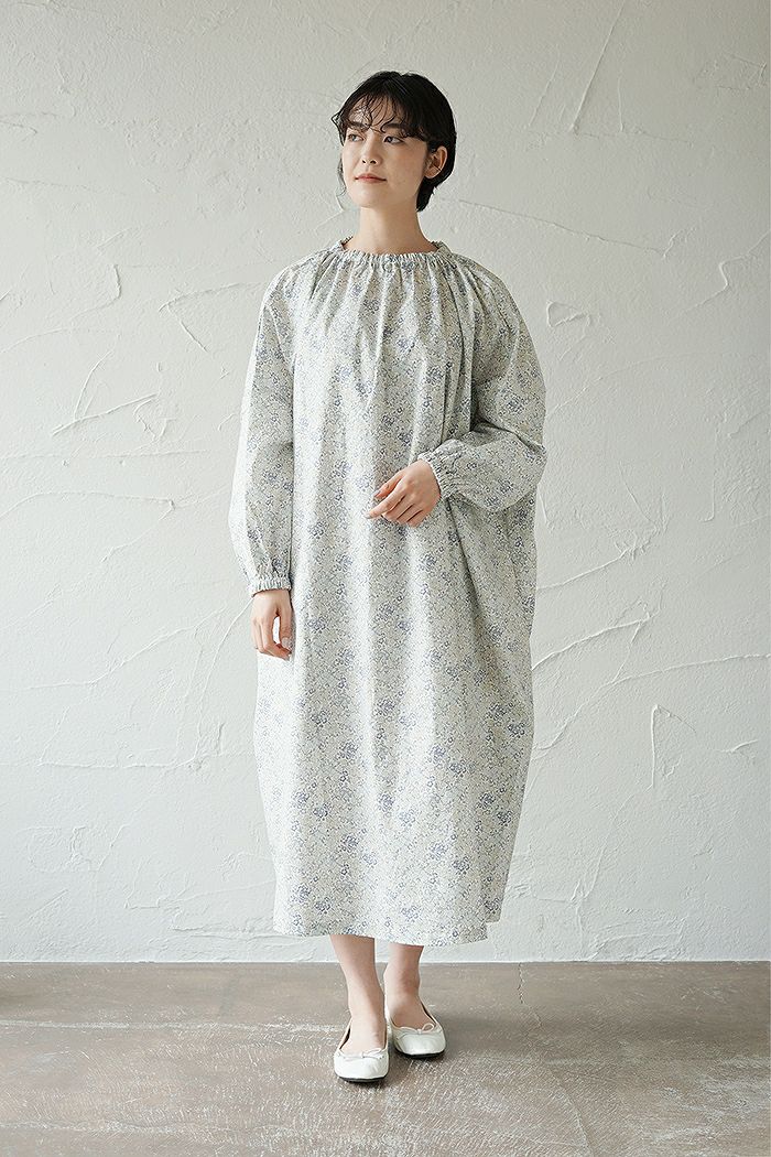 pot and tea ポットアンドティー 花柄スモックボリュームワンピース(春  