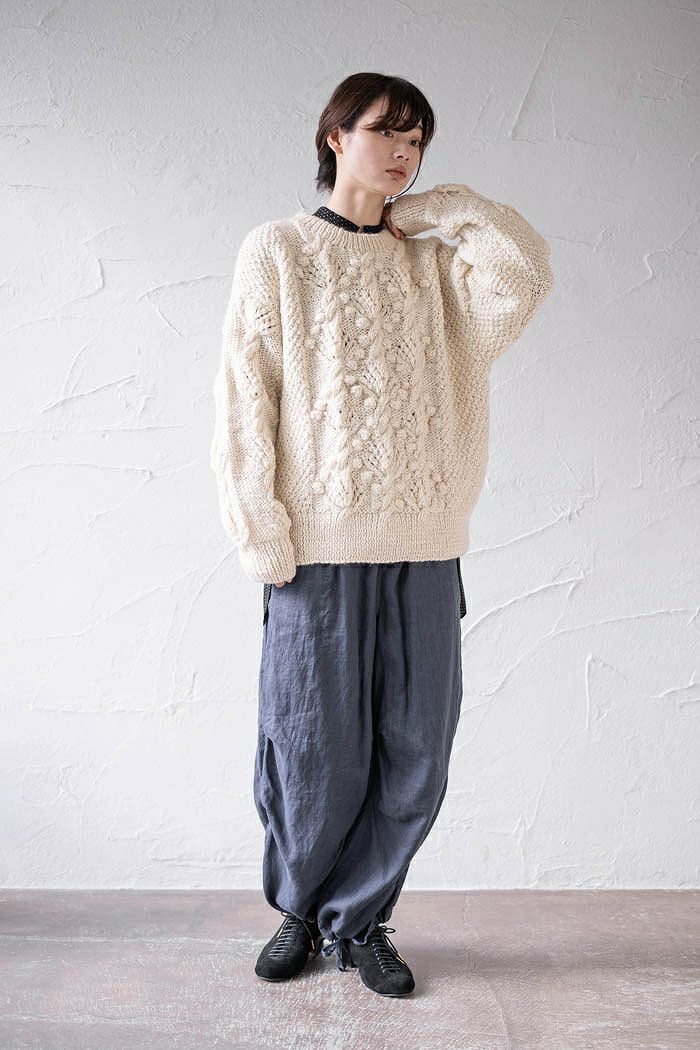 yuni ユニ ネパールハンドニット オーバーサイズプルオーバー(23AW