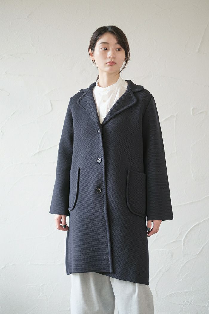 Manna マンナ <br>ウールミラノリブ テーラードニットコート(AW)