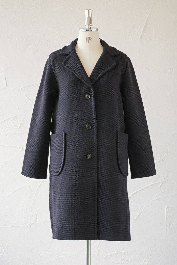 manna マンナの七分袖コットンニットジャケットコート