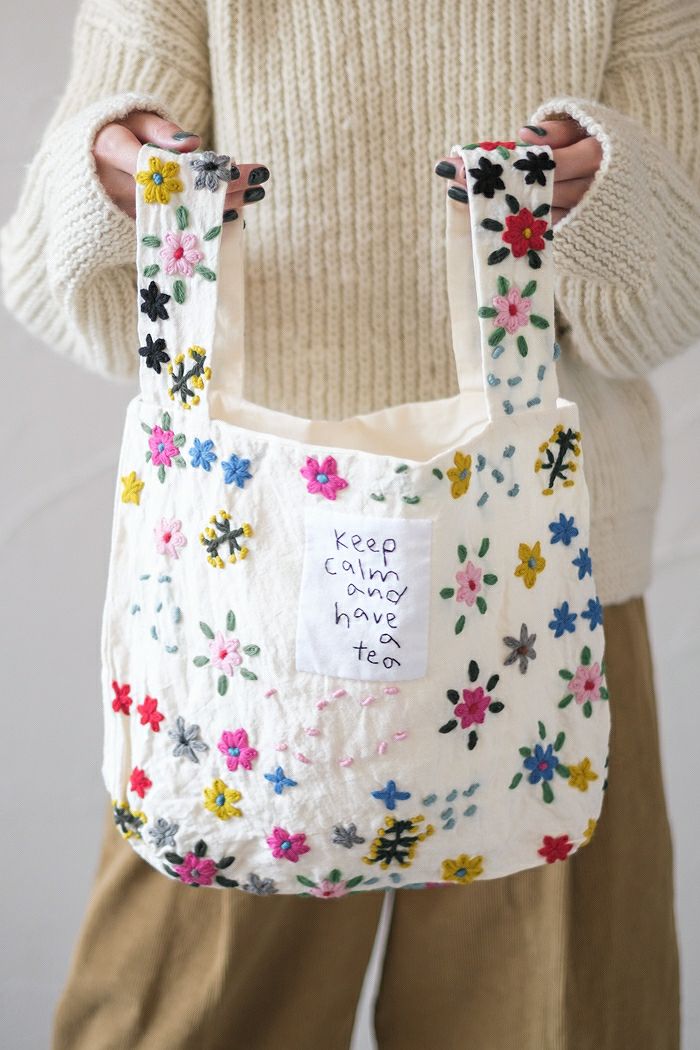 pot and tea ポットアンドティー <br>毛糸刺繍バッグ(basic)