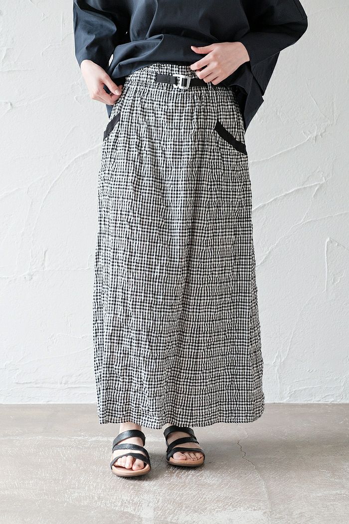 MAUVAISES HERBES モヴェズエルヴ <br>チェックロングスカート(SS)