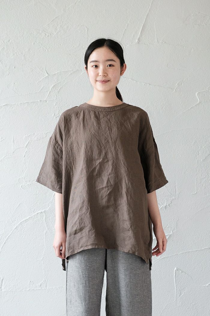 TISSU ティシュ , トリプルワッシャーリネン バックボタンシャツ(23SS/basic)