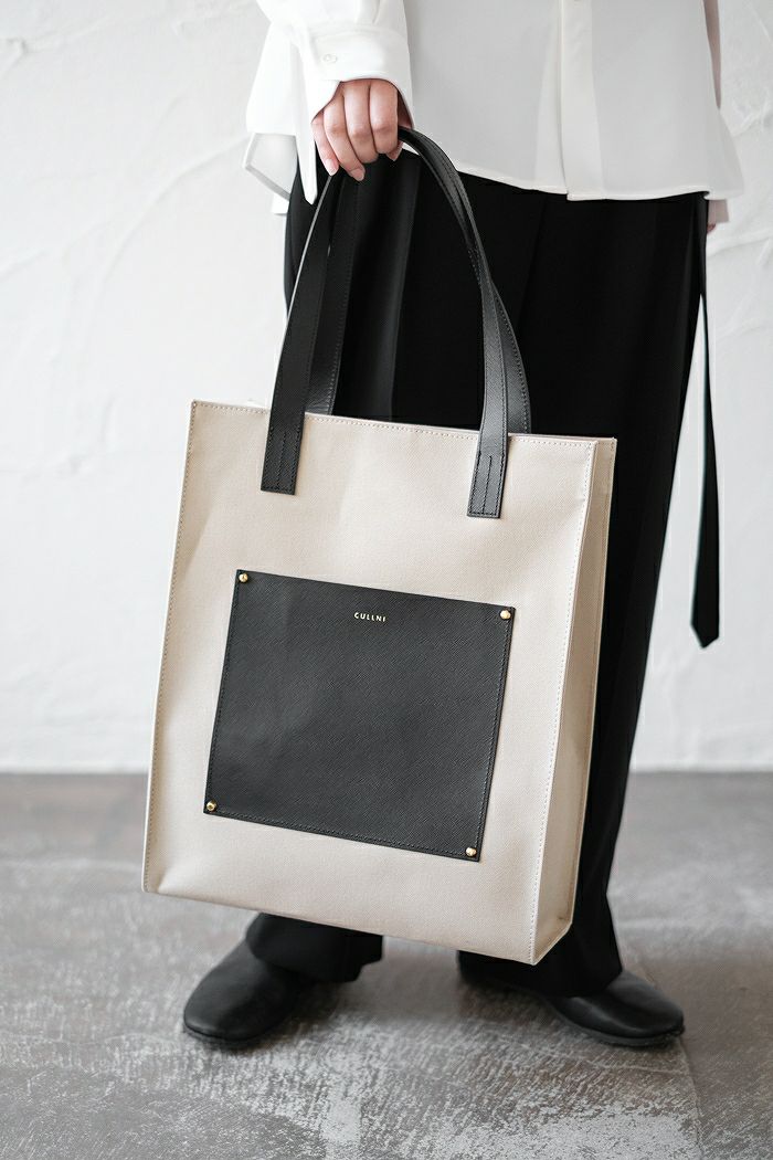 CULLNI トートバッグ Leather Pocket Canvas Tote - バッグ