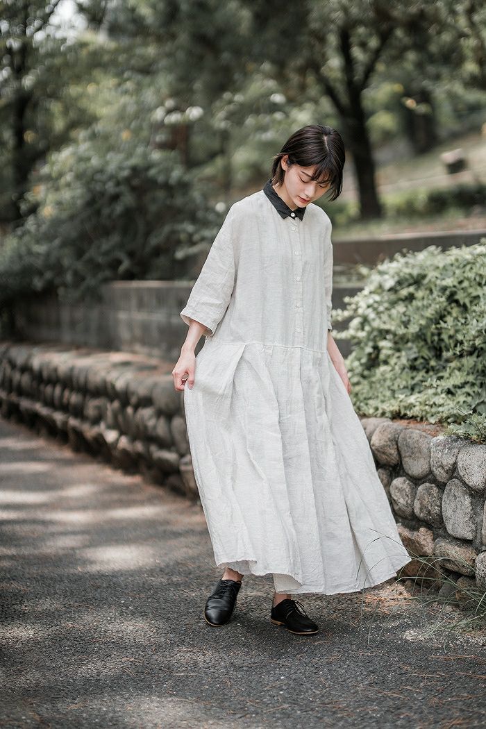 Gauze# ガーゼ バイカラータックワンピース(22AW) | T.T. GARRET