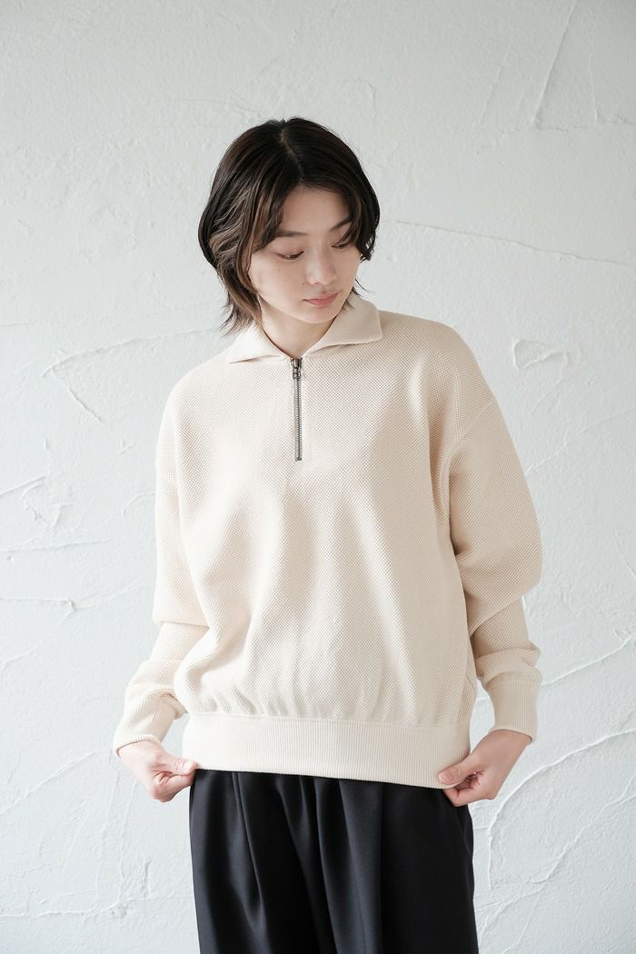 crepuscule クレプスキュール Moss stitch Half Zip Polo (22AW