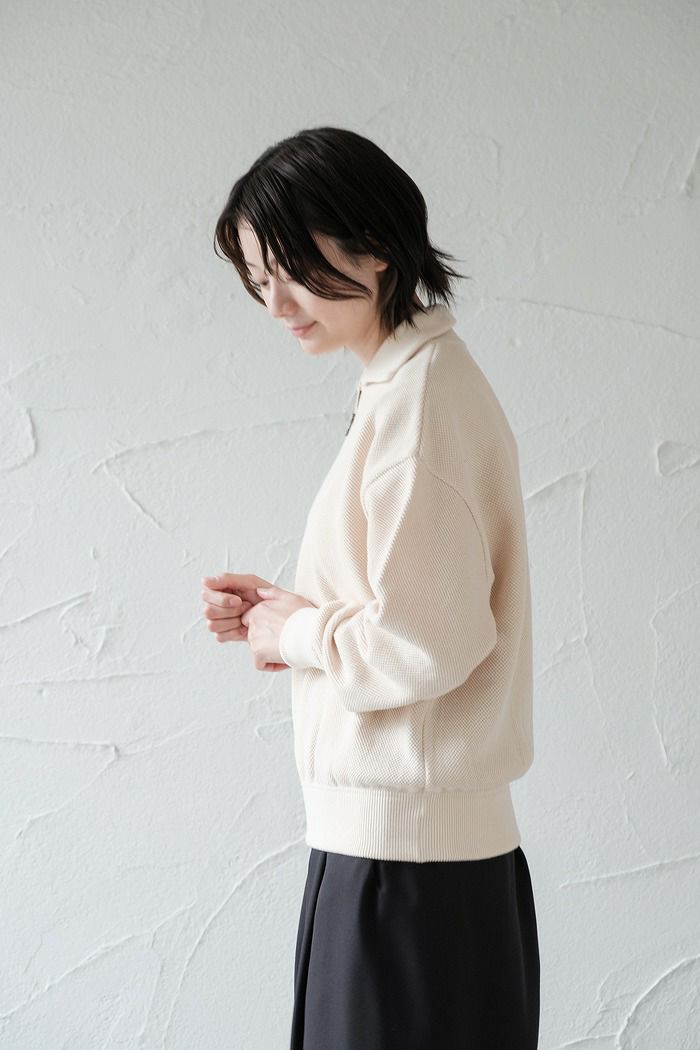 crepuscule クレプスキュール Moss stitch Half Zip Polo (AW