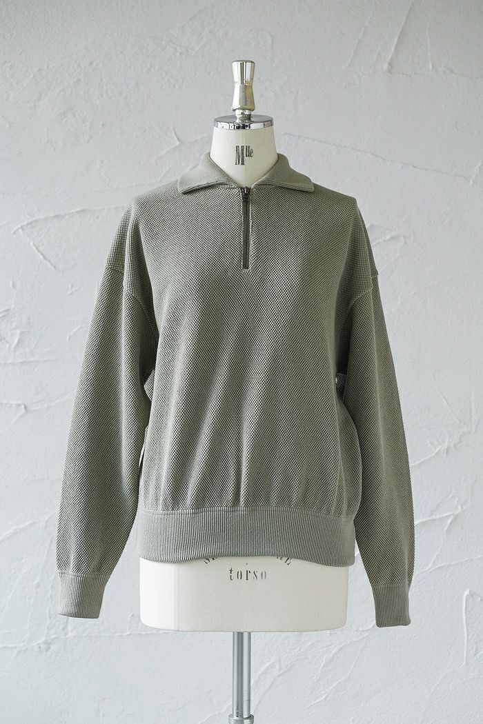 crepuscule クレプスキュール Moss stitch Half Zip Polo (22AW