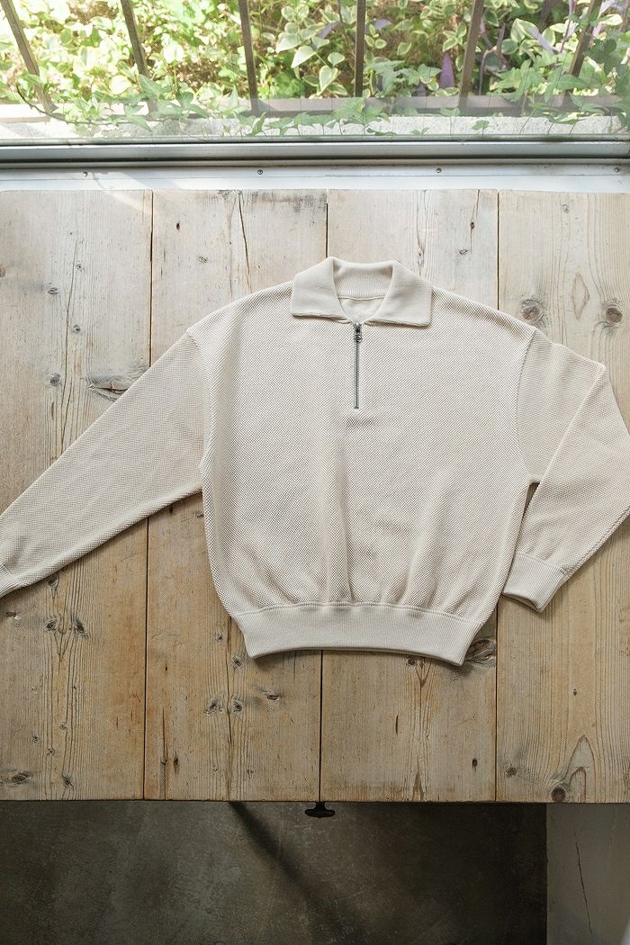 crepuscule クレプスキュール , Moss stitch Half Zip Polo (22AW)