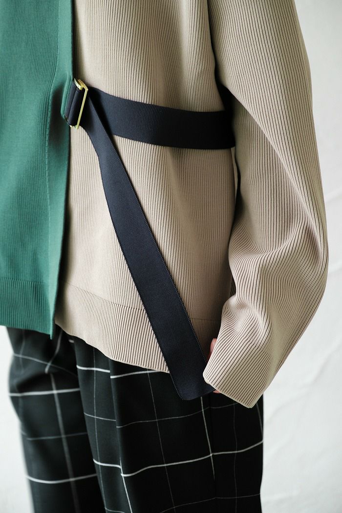 【CULLNI】/ Tie-Locked Layered Knit グリーン