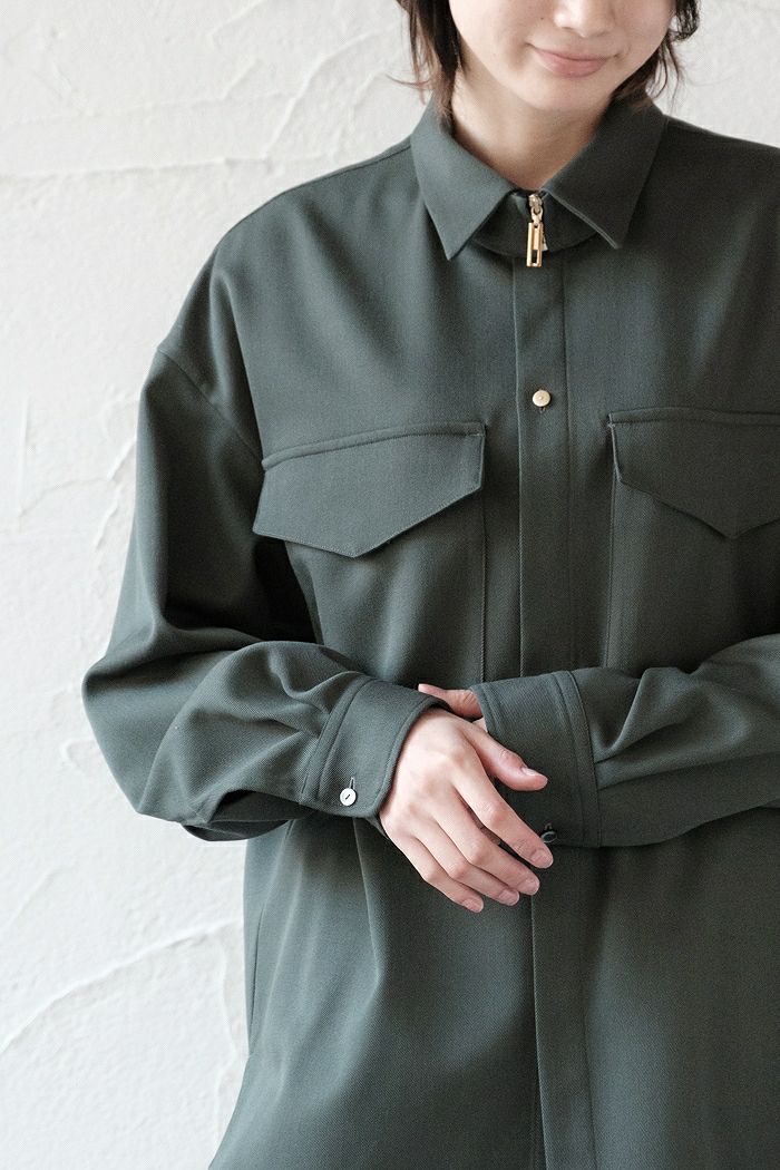 CULLNI クルニ Zip Chin Tab Wool Chino Military Shirts(22AW) | T.T. 