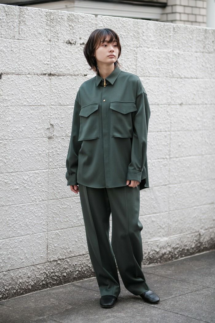 CULLNI クルニ Zip Chin Tab Wool Chino Military Shirts(22AW) | T.T.