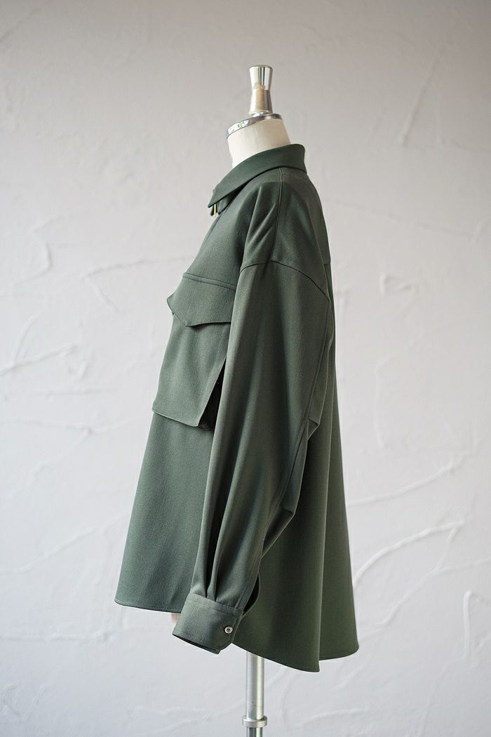 CULLNI クルニ Zip Chin Tab Wool Chino Military Shirts(AW