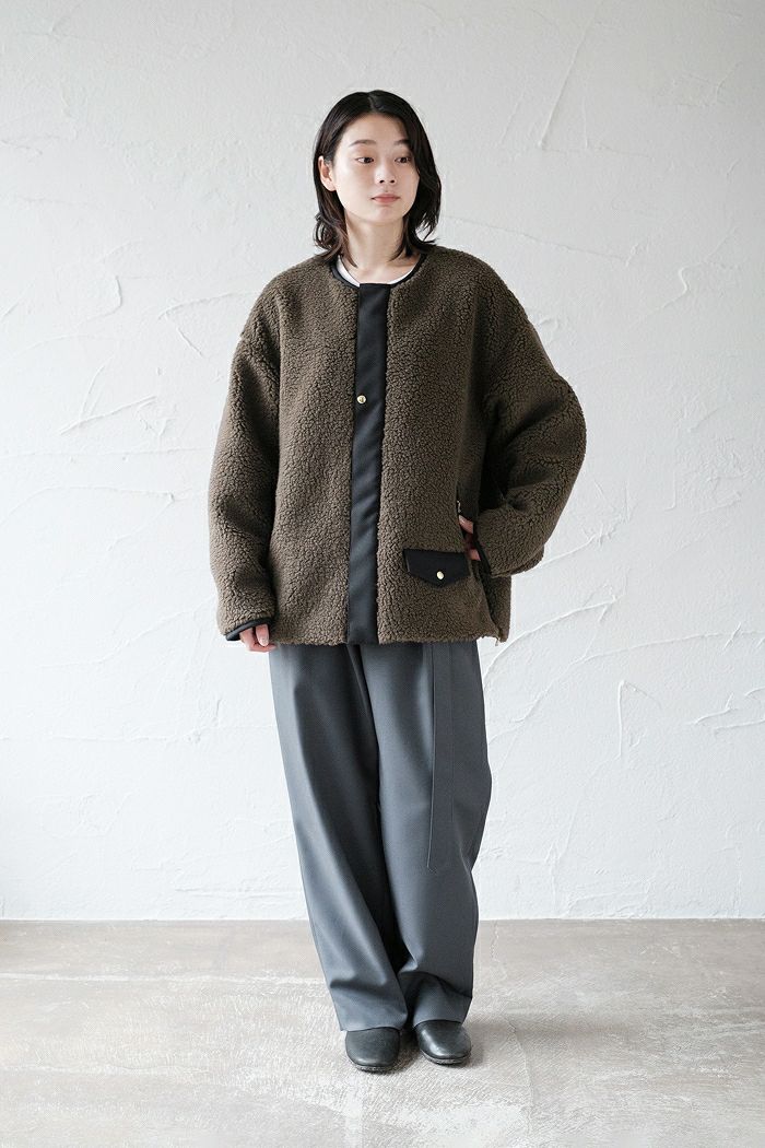 CULLNI クルニ Wool Mix Boa Collarless Riders Blouson(22AW) | T.T.