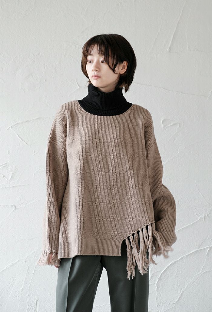 激安 【完売品】アシンメトリーフリンジタートルネック 22-AW Size1