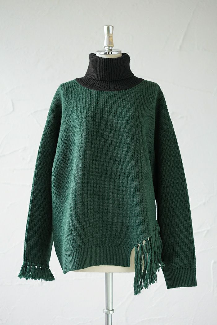 CULLNI クルニ Asymmetrical Fringe Turtleneck Knit(22AW) | T.T. GARRET