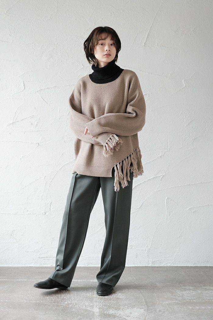 CULLNI クルニ Asymmetrical Fringe Turtleneck Knit(22AW) | T.T. GARRET