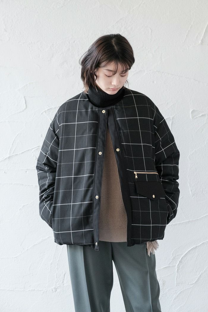 CULLNI クルニ , Windpen Check No Collar Down Jacket(22AW)