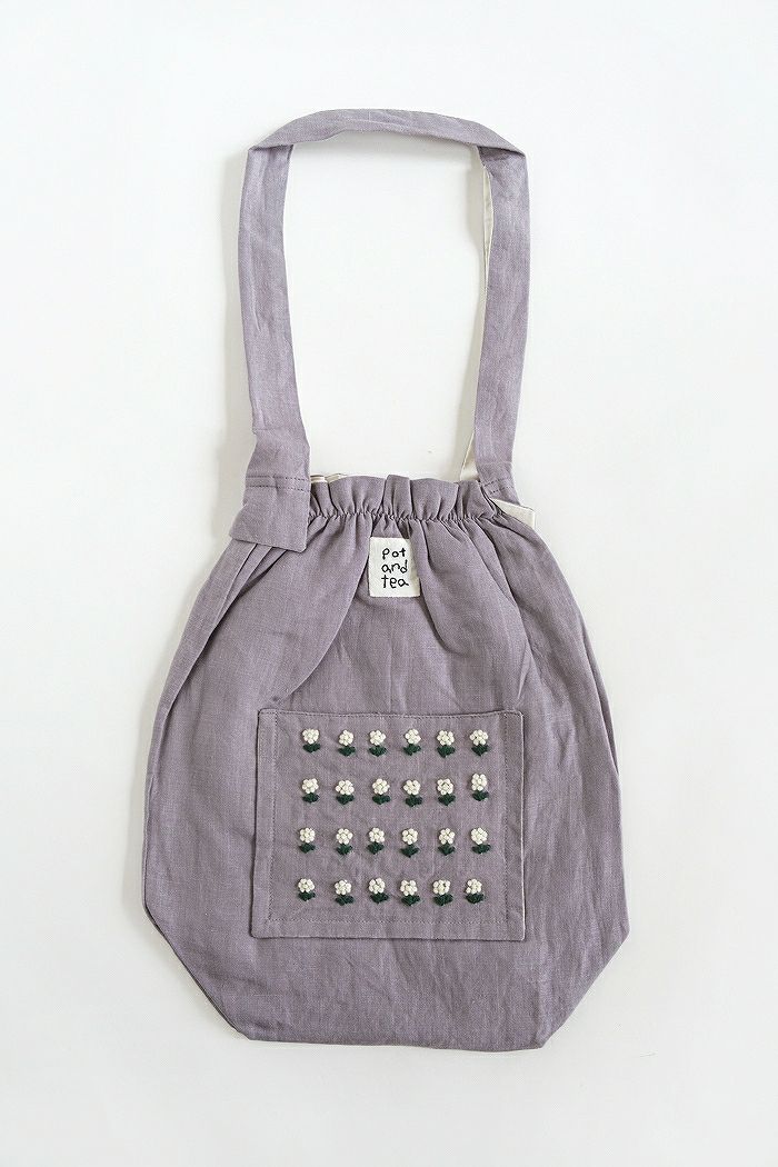 pot and tea ポットアンドティー <br>起毛リネン小花刺繍バッグ(basic)