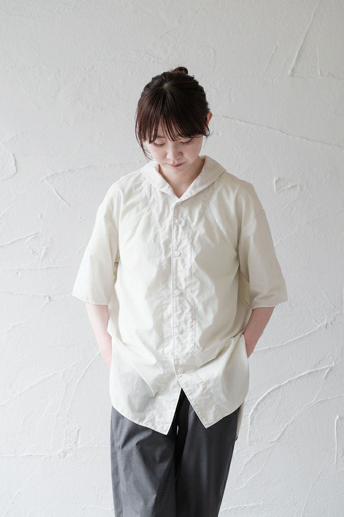 FIRMUM フィルマム <br>ポリエステル製品染めメランジブロードミニセーラーカラーシャツ(23SS)