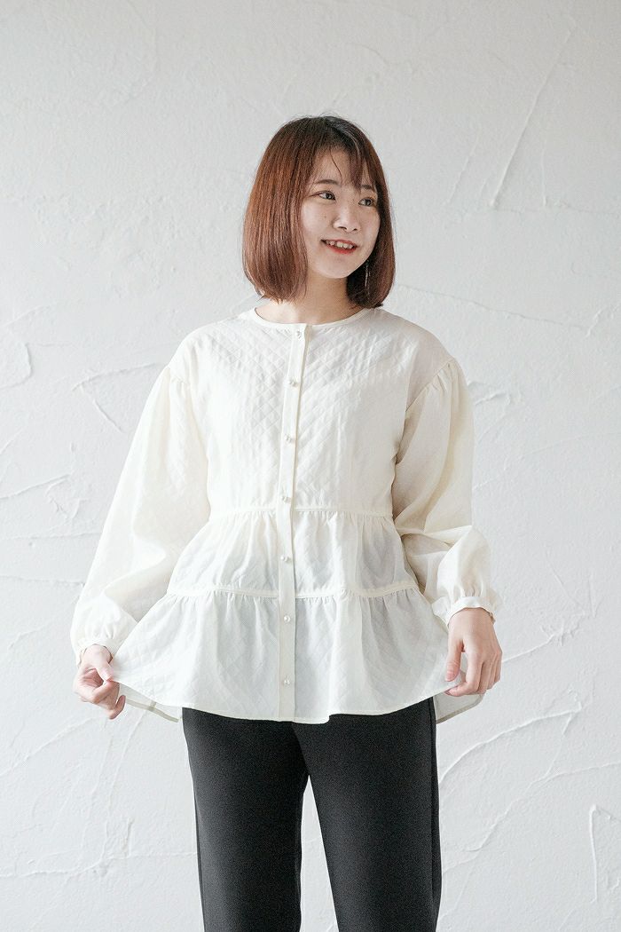 SONO NAVY ソーノネイビー キルトジャガードブラウス(SS) | T.T. GARRET 