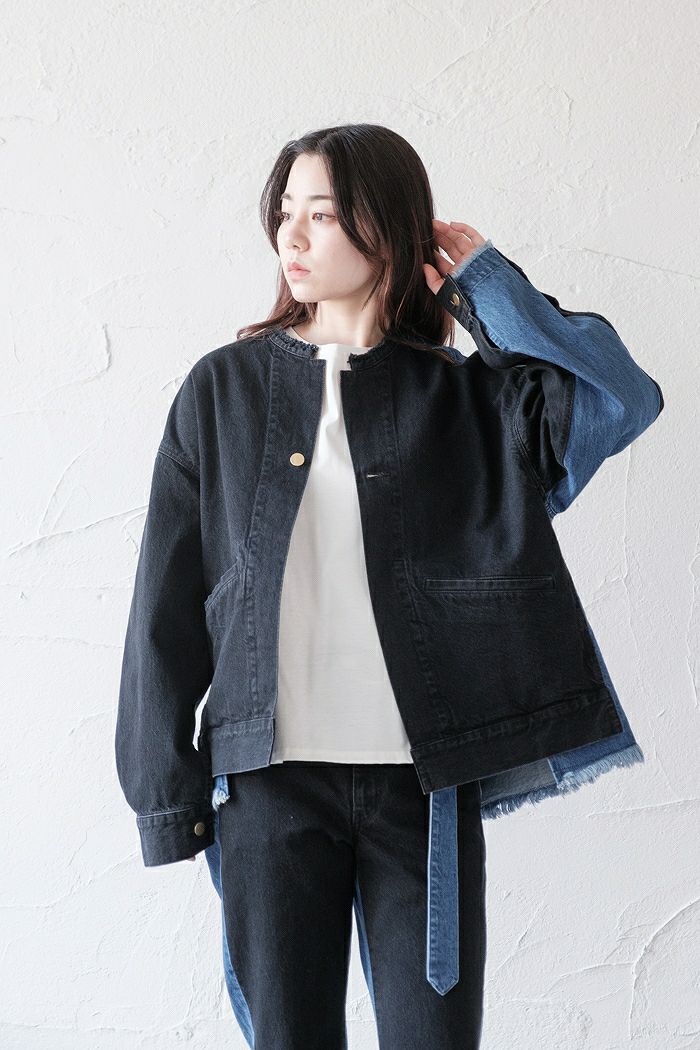 CULLNI クルニ Cut-off Band Collar Denim Blouson(23SS) | T.T. GARRET