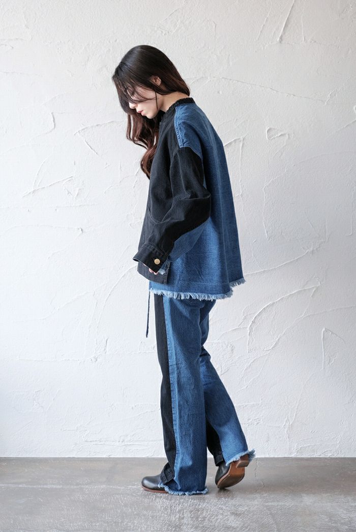 CULLNI クルニ Cut-off Band Collar Denim Blouson(23SS) | T.T. GARRET