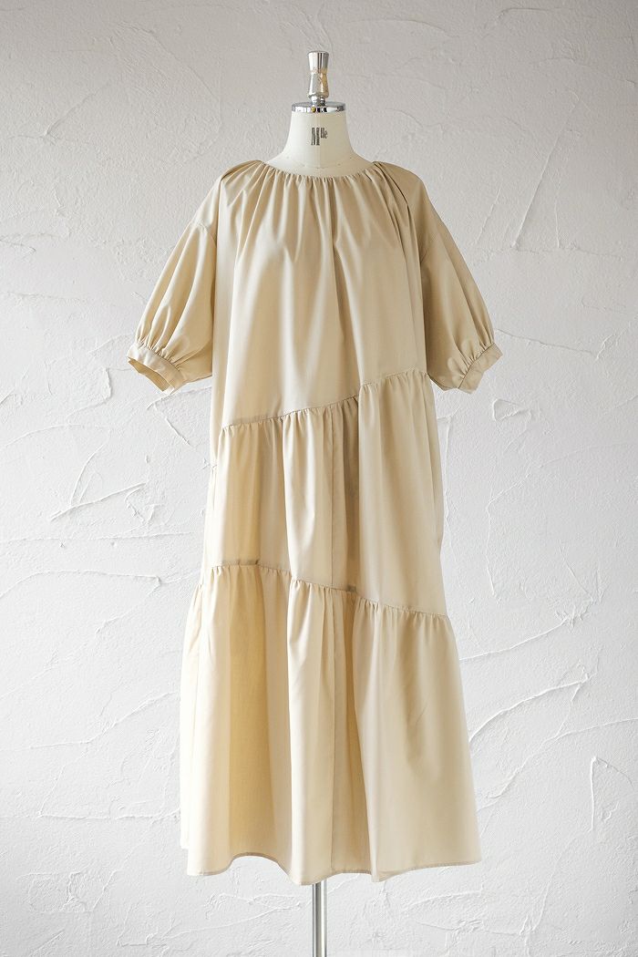 nunuforme ヌヌフォルム <br>アシンメトリーギャザードレス(23SS)
