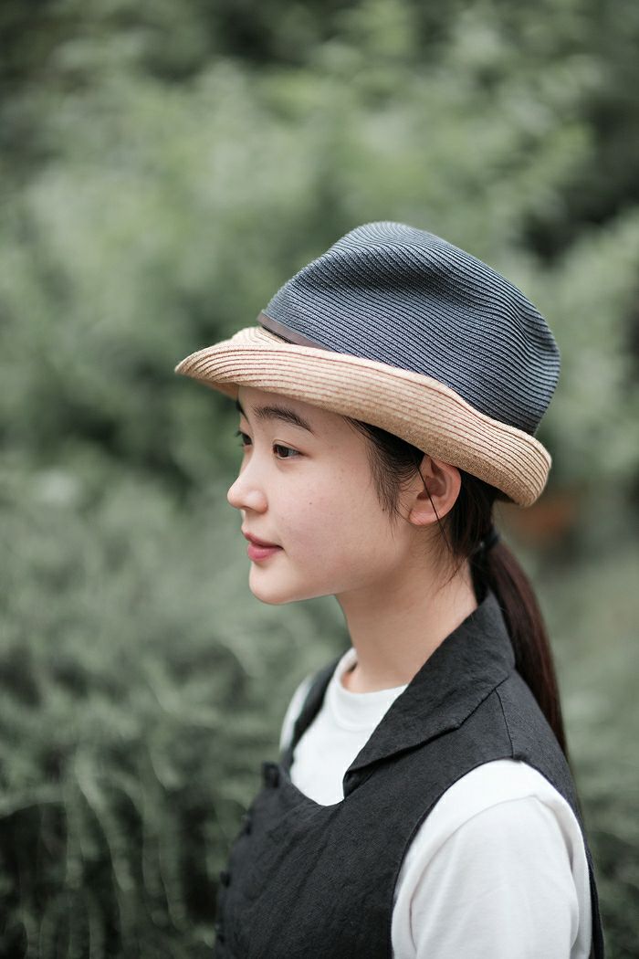 mature ha. マチュアーハ boxed hat 7cm brim - 2tone color leather