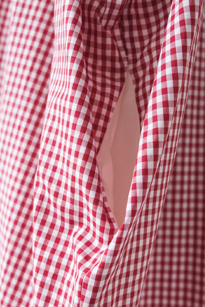 pot and tea ポットアンドティー チェック柄スモックボリュームロング