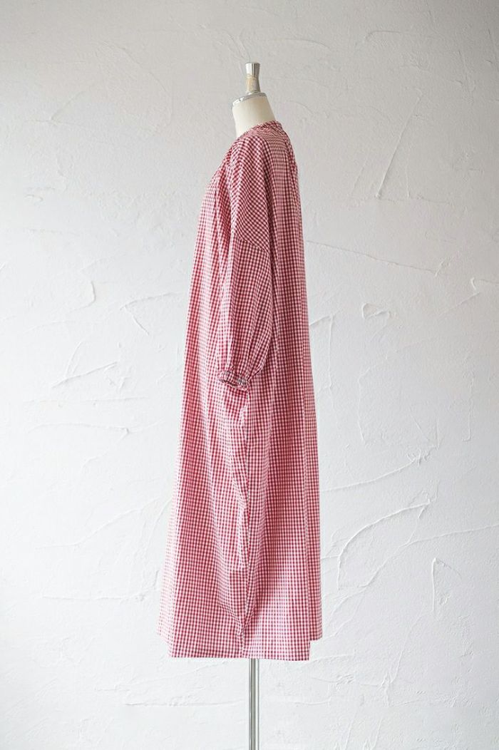 pot and tea ポットアンドティー チェック柄スモックボリュームロング