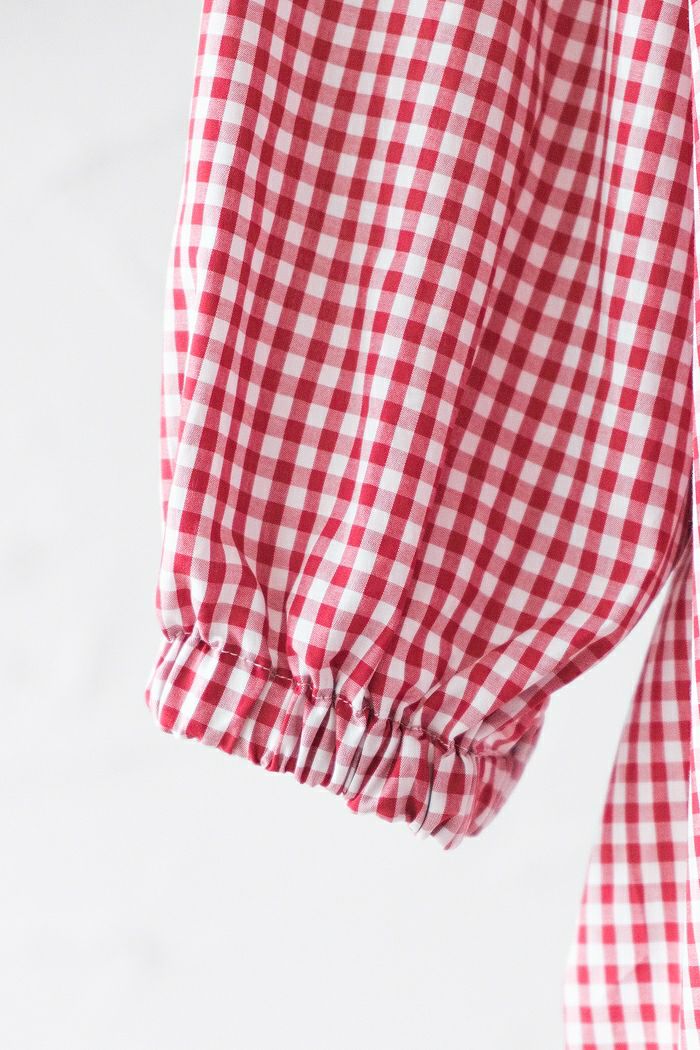 pot and tea ポットアンドティー チェック柄スモックボリュームロング