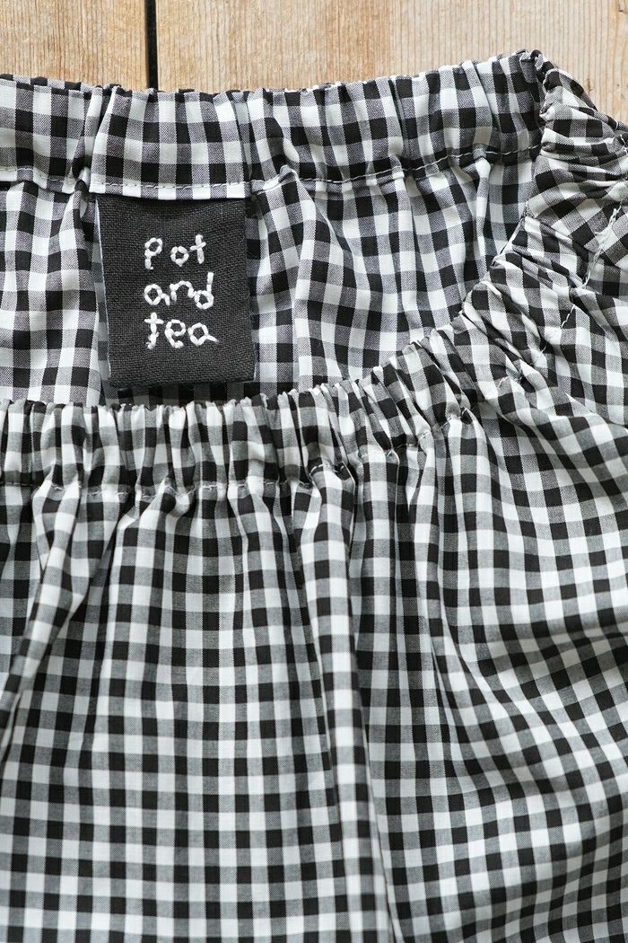 pot and tea ポットアンドティー チェック柄スモックボリュームロング