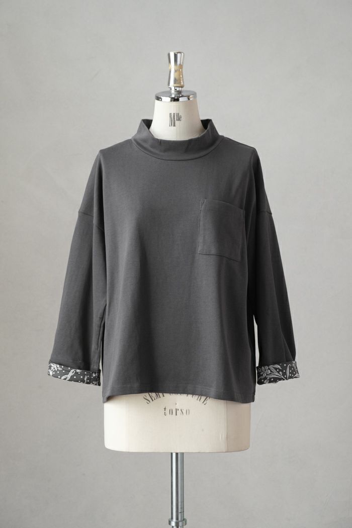 sosotto ソソット <br>21/2天竺袖口折り返しLIBERTYモックネック(23AW)