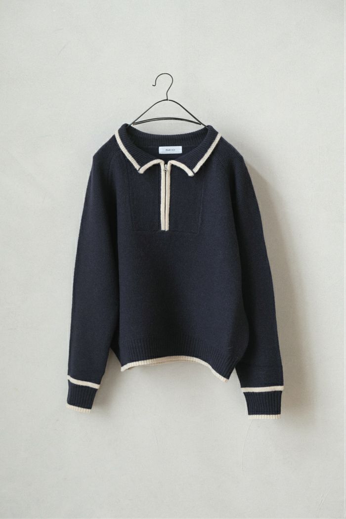 PAR ICI パーリッシィ <br>ラム配色 ハーフZIPプルオーバー(23AW)