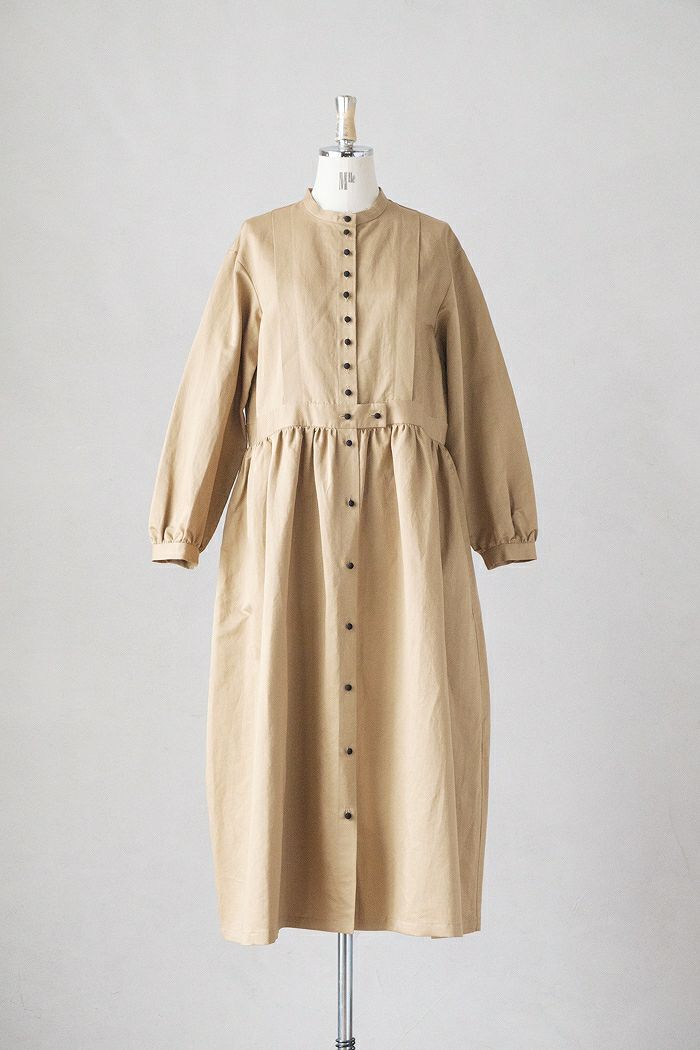 MAGALI マガリ スーピマコットンリネン・タック・ギャザーワンピース