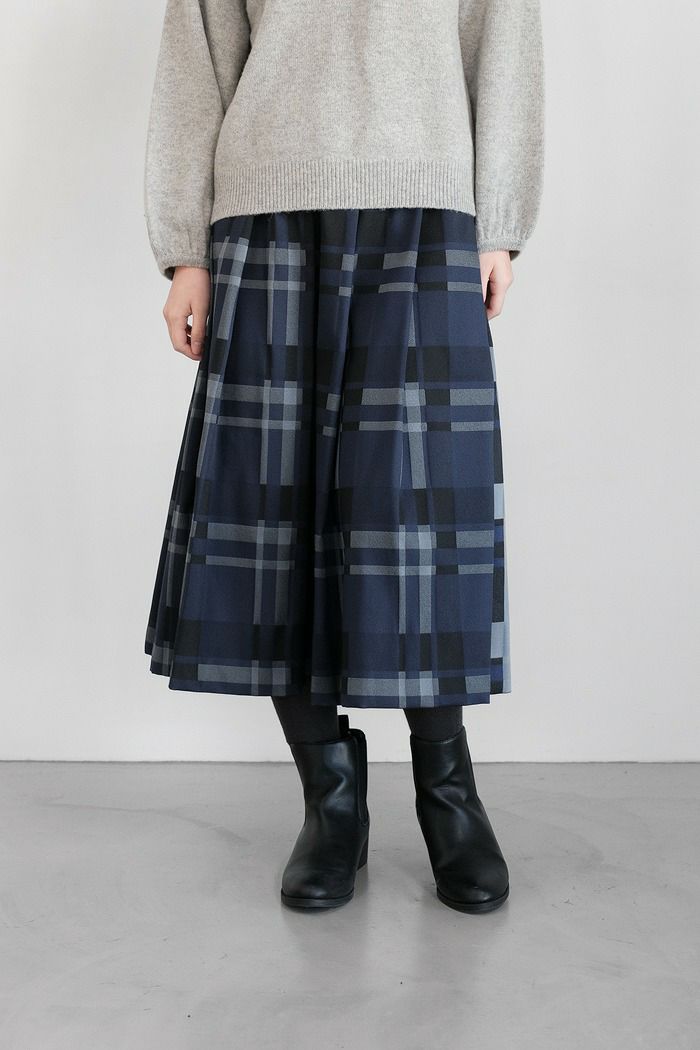 nooy ヌーイ ボックスチェック クルーズプリーツスカート(23AW nooy ヌーイ ボックスチェック クルーズプリーツスカート(23AW
