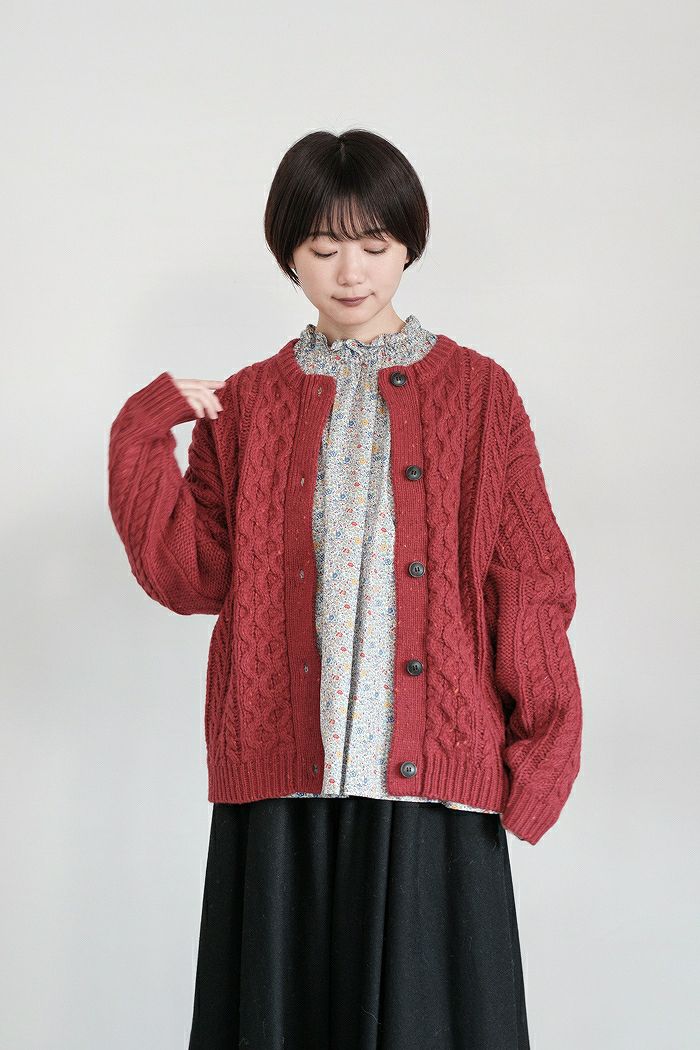 PAR ICI パーリッシィ ネップケーブルクルーネックカーディガン(23AW