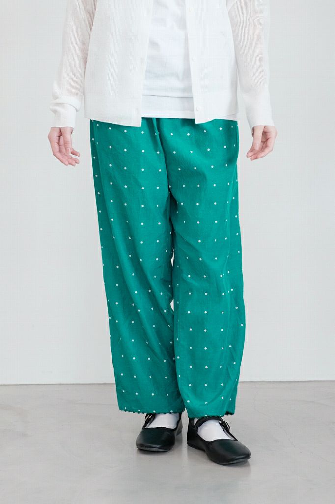 yuni ユニ <BR>コットンキュプラ ドットプリント 裾刺繍ペチパンツ(24SS)