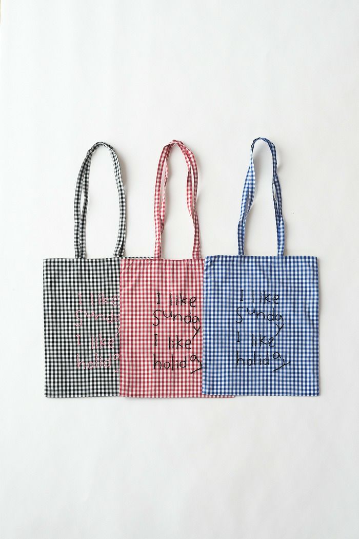 pot and tea ポットアンドティー チェック柄ハンド刺繍バッグ