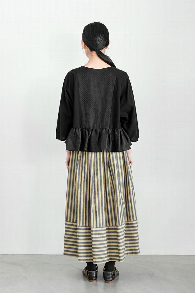 新品】magali マガリ ｜ ピンドットリネン ブラウス 黒
