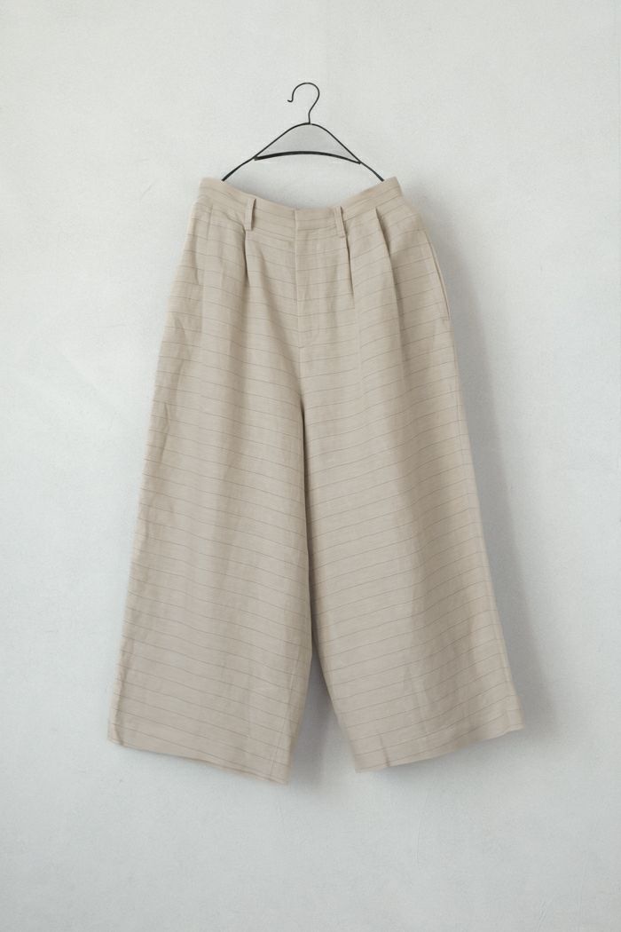 Dulcamara ドゥルカマラ <br>リネンボーダースティックアウトパンツ(24SS)