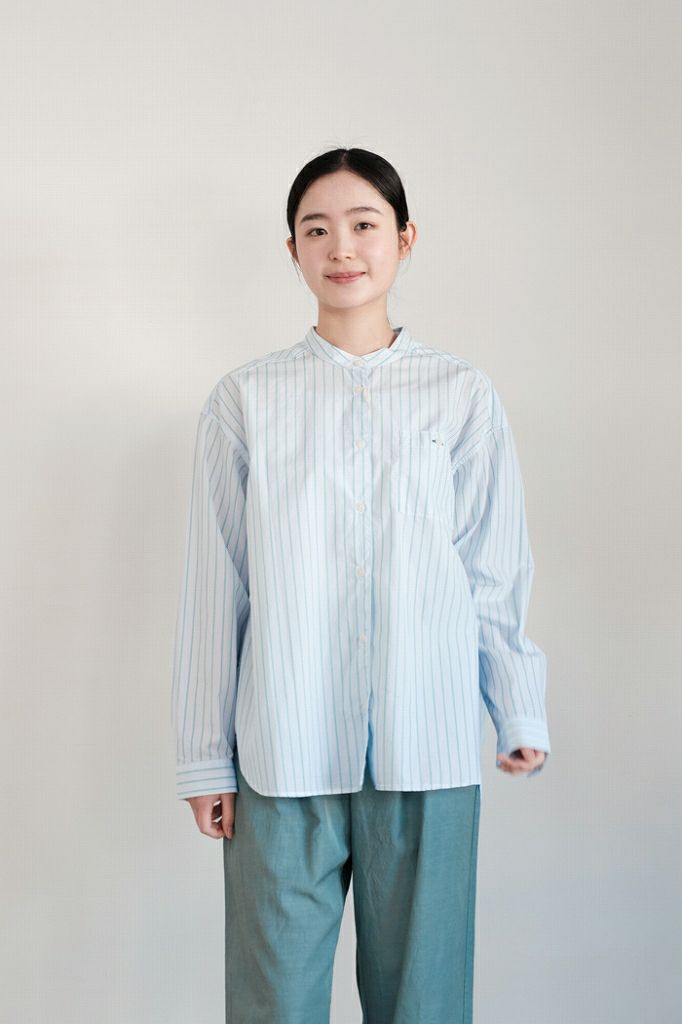 PAR ICI パーリッシィ <br>ストライプスタンドシャツ(24SS)