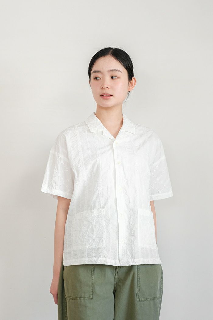 PAR ICI パーリッシィ 刺繍パッチワーク 開襟ブラウス(24SS