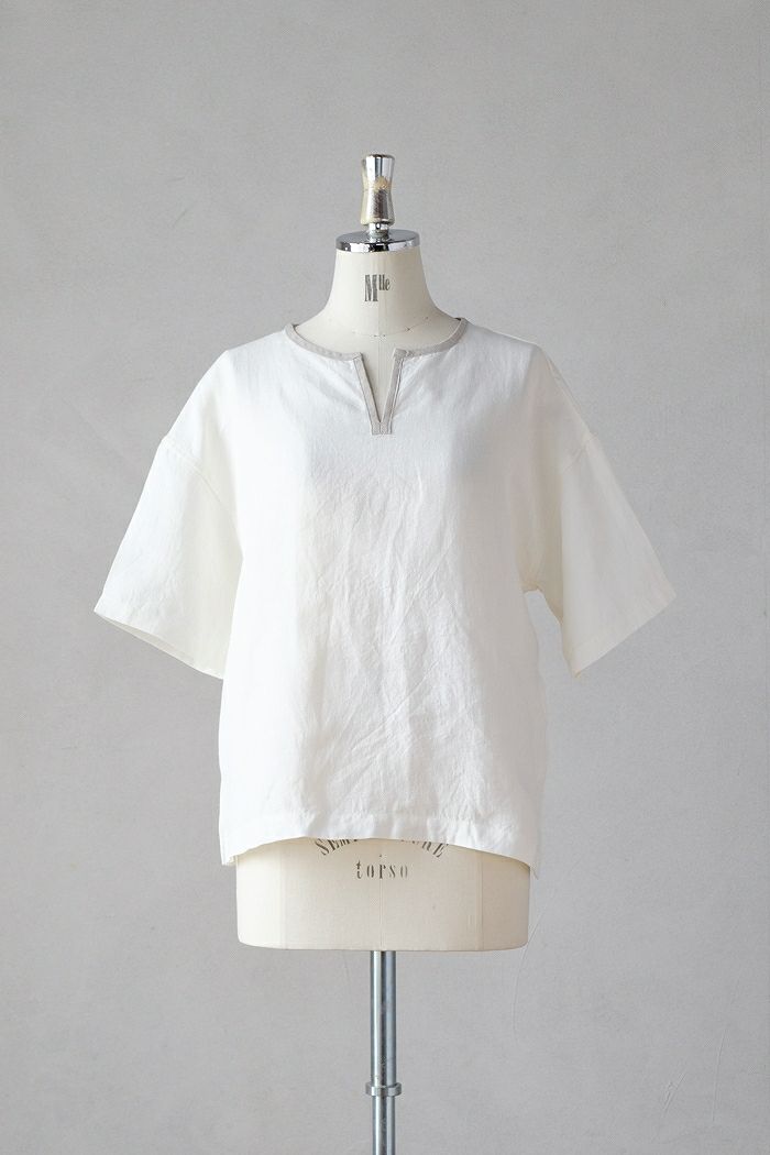 TISSU ティシュ <br>トリプルワッシャーリネン　スキッパープルオーバー(24SS)