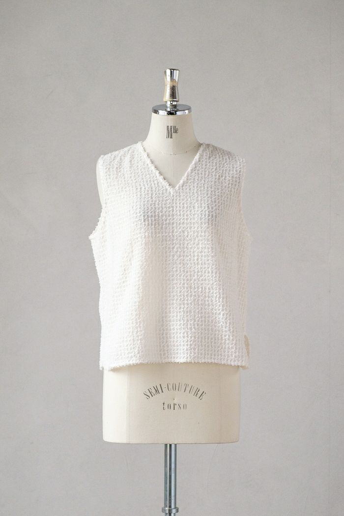 PARIS DE AOUNE パリドゥアオウネ <br>フェザーシフォン チェックベスト(24SS)