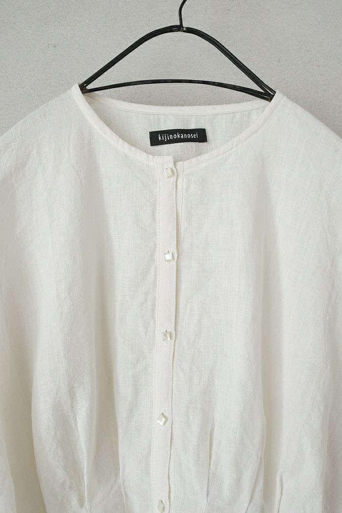 kijinokanosei キジノカノウセイ tuck blouse -hemp hira-(24SS