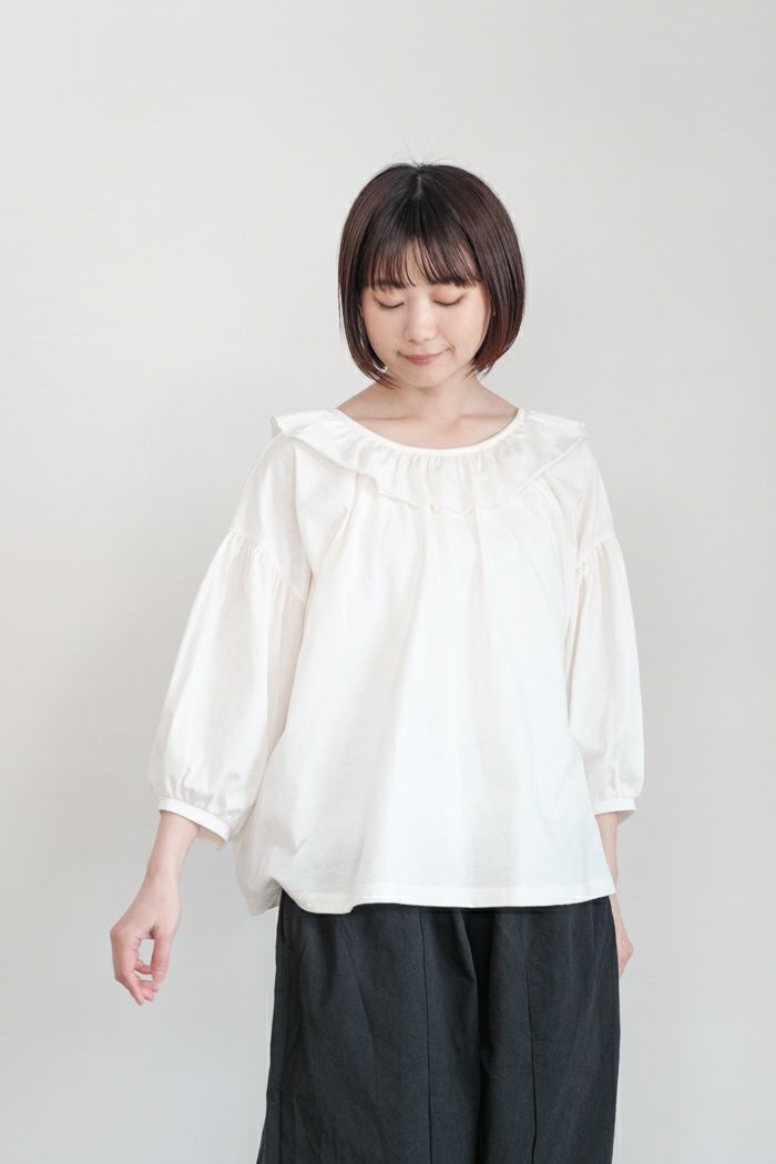 Gauze# ガーゼ ピエロカラーリネンアンティークブラウス(23SS) | T.T. 