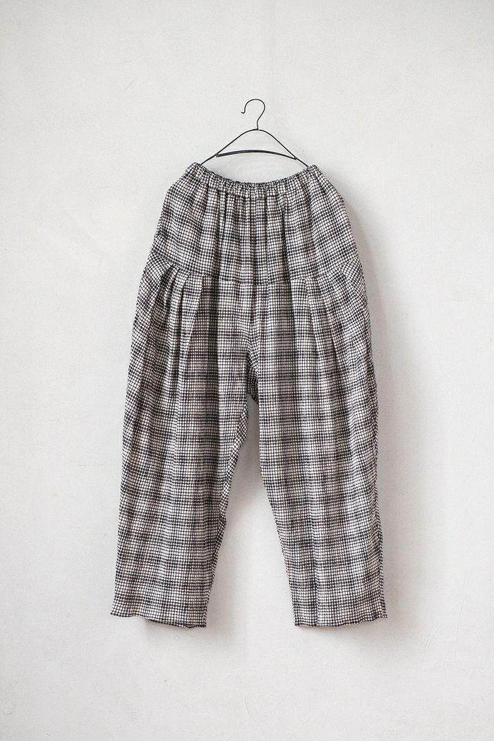 bulle de savon ビュルデサボン <br>ちぢみチェックballoonパンツ(24SS)